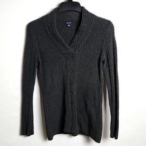 Nautica Cable Knit Gray V neck  Long sleeve  sweater Size-Med
